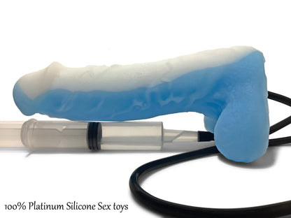 Squirting Dildo Ejaculating “Blue Beauty” Penis sex toy super soft platinum silicone dildo