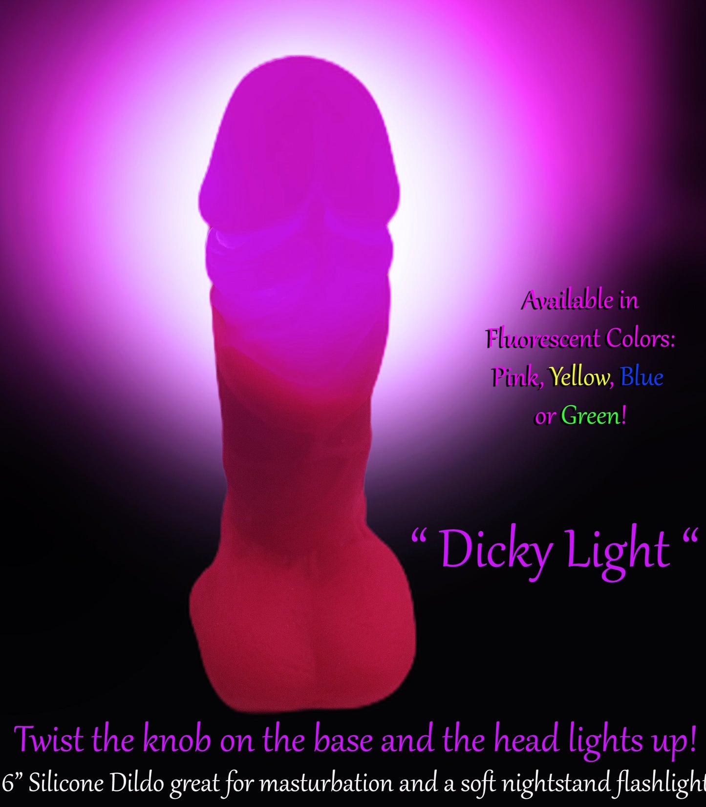 Light Up Unique Dildo “The Dicky Light” Penis sex toy super soft Fluorescent silicone dildo